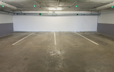 Empty underground parking background with copy space
