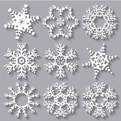 Snowflakes flat icon set collection