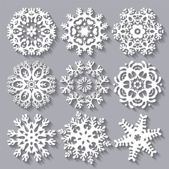 Snowflakes flat icon set collection