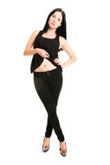 Fototapeta premium Portrait of beautiful female model on white background