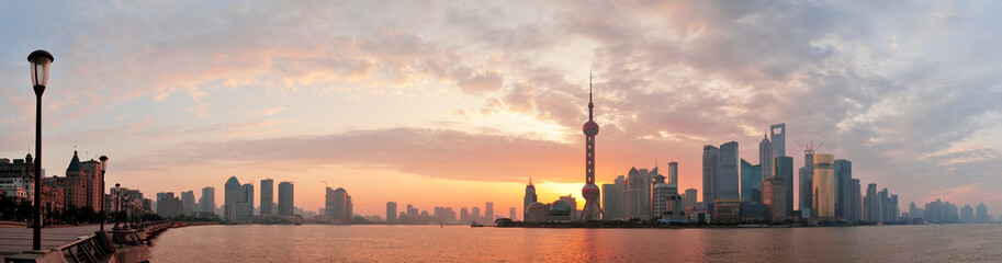 Fototapeta na wymiar Shanghai morning skyline silhouette