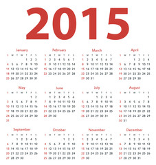 Simple european 2015 year vector calendar - 73440467