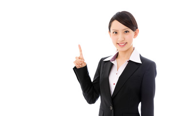 asian businesswoman showing on white background