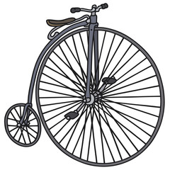 Hand drawing of a big vintage bicycle