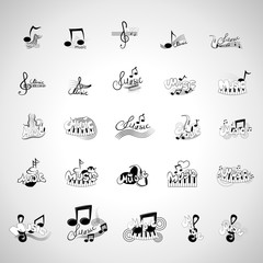 Music Icons Set - Isolated On Gray Background