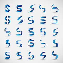 Letter Icons Set - Isolated On Gray Background