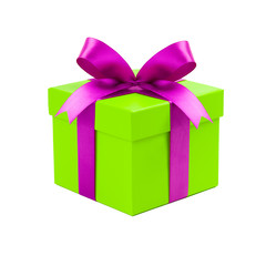 Buntes Geschenk vor weißem Hintergrund