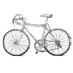Fototapeta na wymiar Vintage road bicycle hand drawn illustration