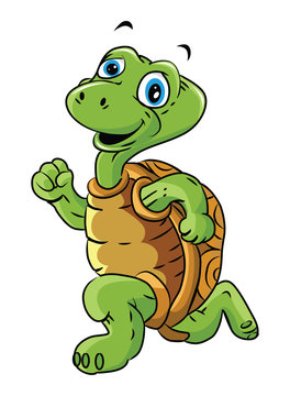 Turtle Run Cartoon Illustration