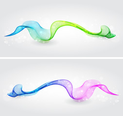 Set of color transparent smoke wave