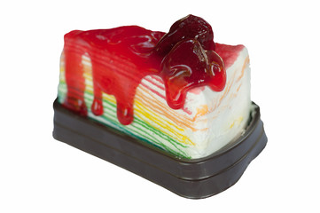 Strawberry rainbow crepe cake