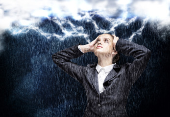 Businesswoman facing problems