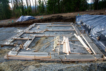 Naklejka premium Concrete footing for house foundation