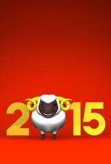 Smile White Sheep, 2015 On Red Text Space