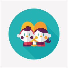 Valentine's day couple flat icon with long shadow,eps10