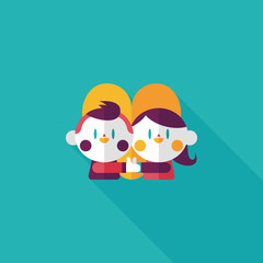 Valentine's day couple flat icon with long shadow,eps10