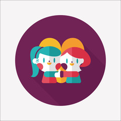 Valentine's day couple flat icon with long shadow,eps10