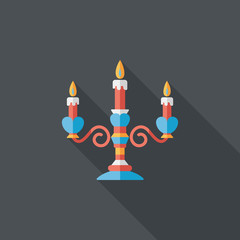 Valentine's Day candle flat icon with long shadow,eps10