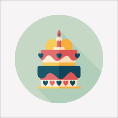 Valentine's Day cake flat icon with long shadow,eps10