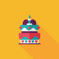 Valentine's Day cake flat icon with long shadow,eps10