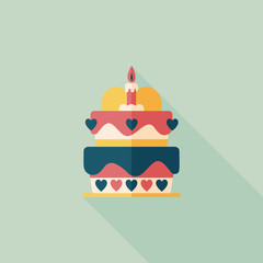 Valentine's Day cake flat icon with long shadow,eps10
