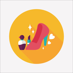 valentine's day girl costume flat icon with long shadow,eps10