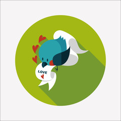 Valentine's Day lover bird flat icon with long shadow,eps10