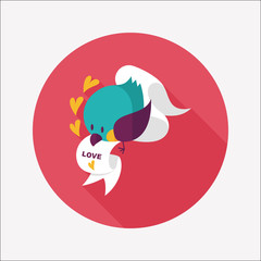 Valentine's Day lover bird flat icon with long shadow,eps10