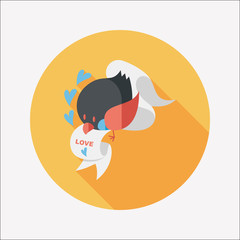 Valentine's Day lover bird flat icon with long shadow,eps10
