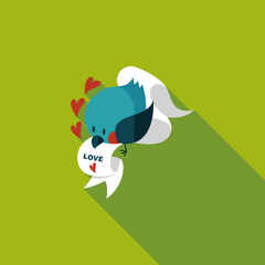 Valentine's Day lover bird flat icon with long shadow,eps10