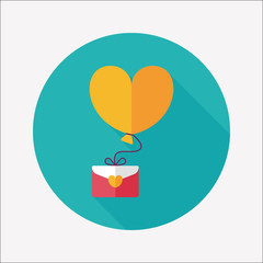 Valentine's day love letter flat icon with long shadow,eps10