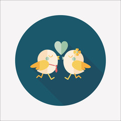 Valentine's Day lover bird flat icon with long shadow,eps10