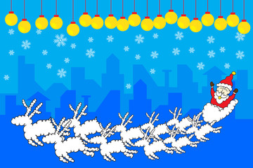 Fototapeta na wymiar Santa claus and reindeer on Christmas background