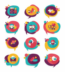 Valentine’s Day speech bubble banner flat design background se