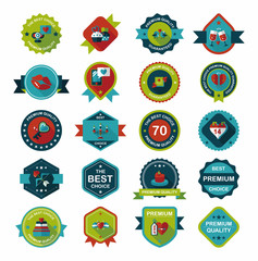 Valentine’s Day badge flat banner design background set, eps10