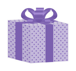 Purple Dotted Gift Box with Purple Ribbon