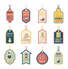 Christmas tag flat banner background set,eps10