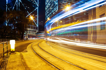 Fototapeta na wymiar blur motion traffic trail in modern city