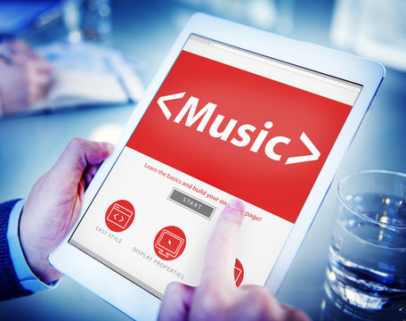Digital Online Music Arts Office Working Concept