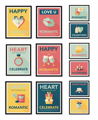 Valentine’s Day poster flat banner design flat background set,