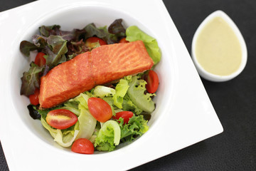 salmon with salad
