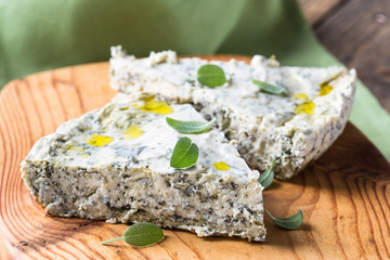 Cheese and spinach pie, Russian savory zapekanka