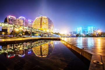 modern business urban cityscape at night