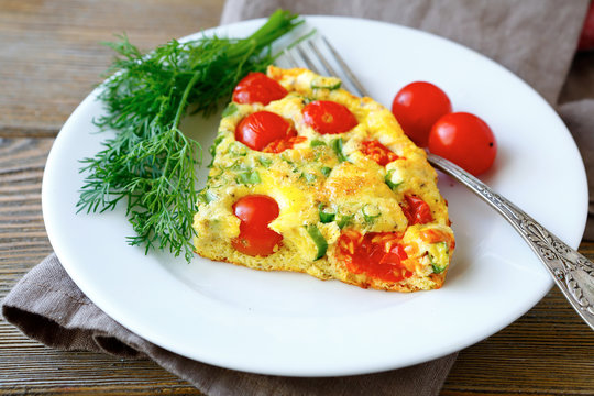 Frittata with tomatoes on a plate