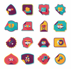 Valentine’s Day sticker banner flat design background set, eps