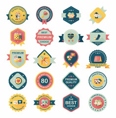 Valentine’s Day badge flat banner design background set, eps10