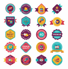 Valentine’s Day badge flat banner design background set, eps10