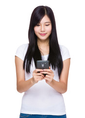 Fototapeta premium Woman look at phone