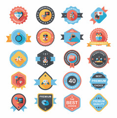Valentine’s Day badge flat banner design background set, eps10