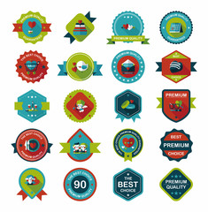 Valentine’s Day badge flat banner design background set, eps10